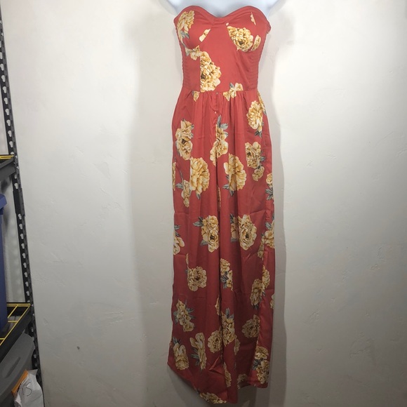 Band of Gypsies Pants - NWT Band of Gypsies red floral jumpsuit size small